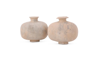 A pair of Chinese painted pottery 'Cocoon' vases