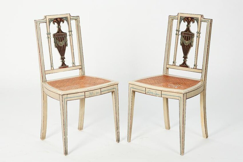 A pair of Neoclassical style painted side chairs