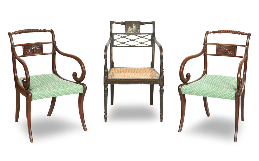 A pair of Regency mahogany armchairs