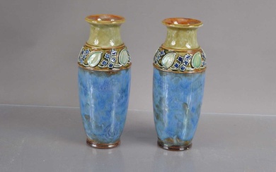 A pair of Royal Doulton Lambethware Art Nouveau stoneware vases circa 1920s