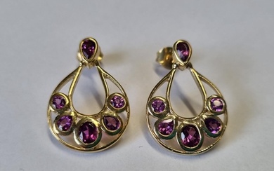 A pair of Silver gem set Earrings.