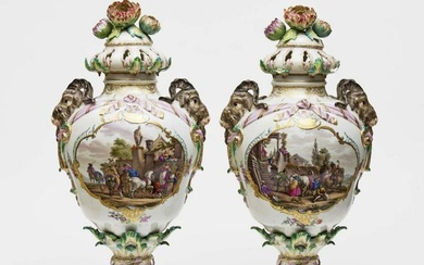 A pair of lidded potpourri vases KPM Berlin, 19th