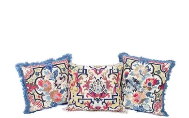 A pair of needlework cushions 18th century, French
