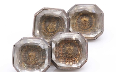 A pair of silver and gold 'Stuart crystal' memorial cufflinks, c.1700