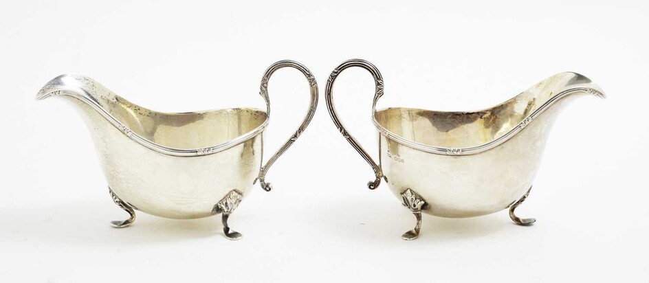 A pair of silver sauce boats, by Walker & Hall