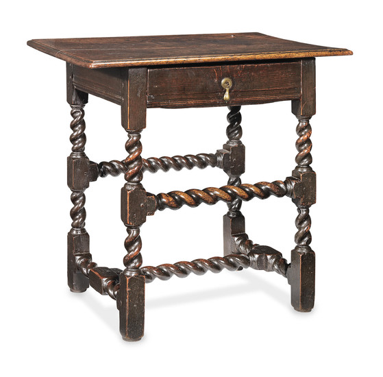 A particularly small and good Charles II joined oak side table, circa 1660