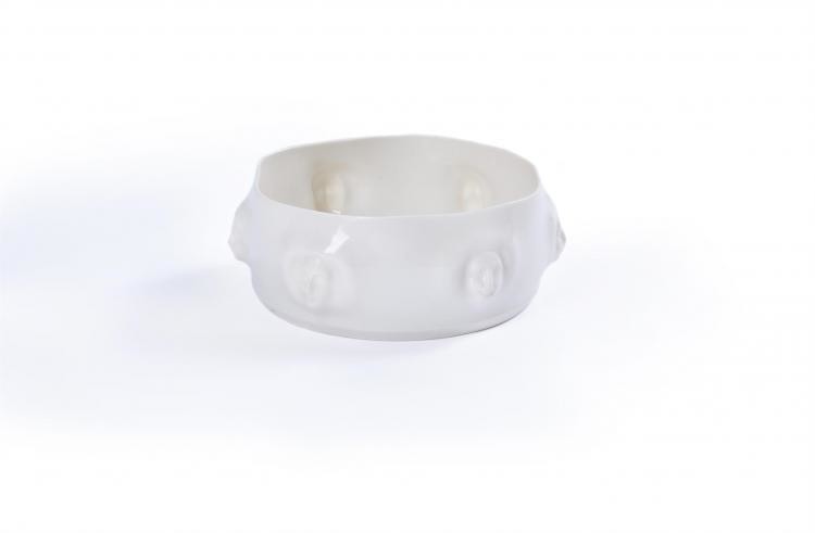 A porcelain studio ceramic bowl