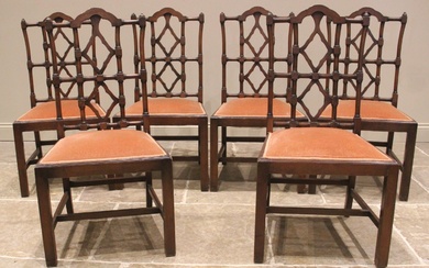 A set of eight mahogany dining chairs, in the George III Chi...