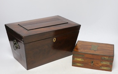 A small 19th century brass mounted padouk box and a Regency ...