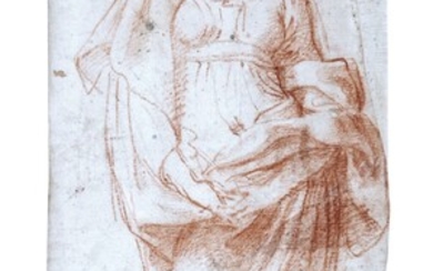 A woman, her hands clasped, looking down to the right, Annibale Carracci