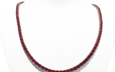 AAA 37.50 Carat Natural Red Ruby Riviera - 14 kt. White gold - Necklace - NO RESERVE