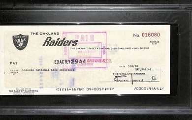 AL Davis Signed/Autographed 1978 Oakland Raiders Check JSA 458