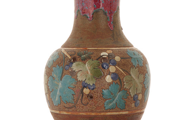 ALBERT DAMMOUSE (1848-1926) Grand vase balustre en grès...