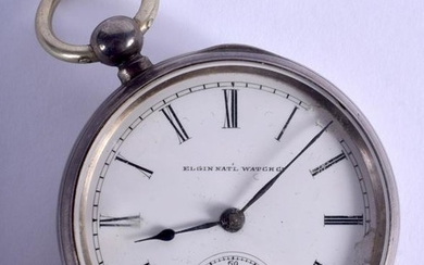 AN ANTIQUE SILVER ELGIN NATIONAL WATCH COMPANY POCKET