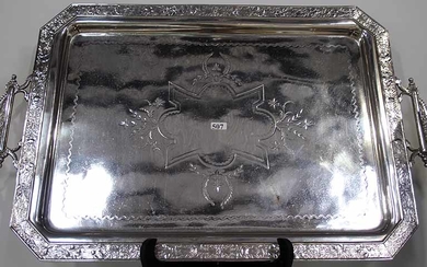 AN ENGLISH SILVER PLATED TRAY