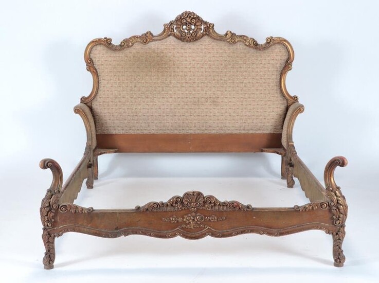 AN UNUSUAL GILT CARVED LOUIS XV FRENCH BED