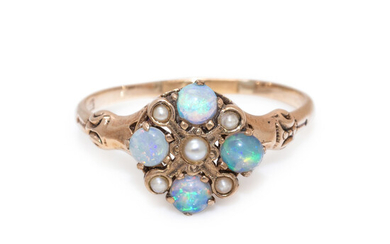 ANTIQUE, OPAL AND SEED PEARL RING