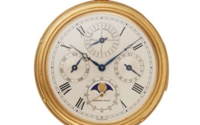 AUDEMARS PIGUET, GOLD MINUTE REPEATING PERPETUAL CALENDAR KEYLESS LEVER POCKET WATCH WITH PHASES OF THE MOON, REF. 25565 BA, MOVEMENT NO. 265'025, CASE NO. B 95'989