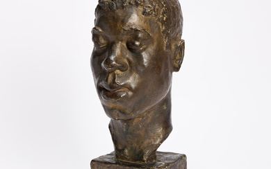 AUGUSTA SAVAGE (1892 - 1962) Head of a Young Black Man. Painted plaster...