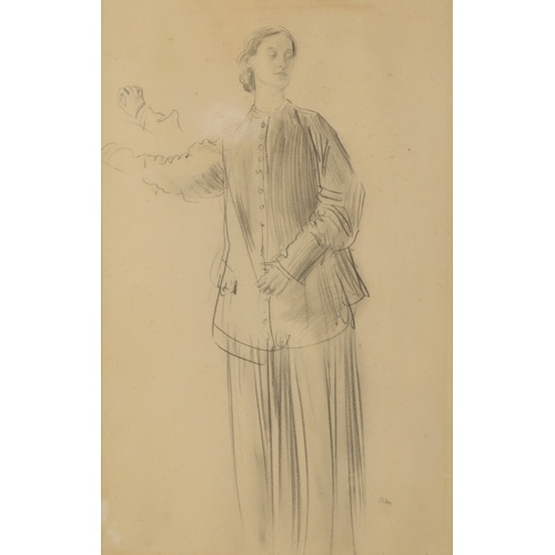 *AUGUSTUS JOHN (1878-1961) 'Woman wearing a smock' a full-le...