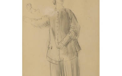*AUGUSTUS JOHN (1878-1961) 'Woman wearing a smock' a full-le...