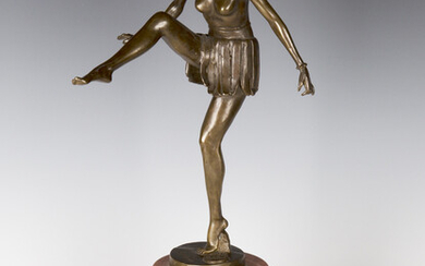 After Dominique Alonzo - a modern Art Deco style cast bronze figure of a dancer, bearing facsimile s