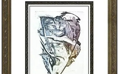 Alfred Gockel Etching Aquatint Mephisto Hand Signed Figures Animal Framed Art