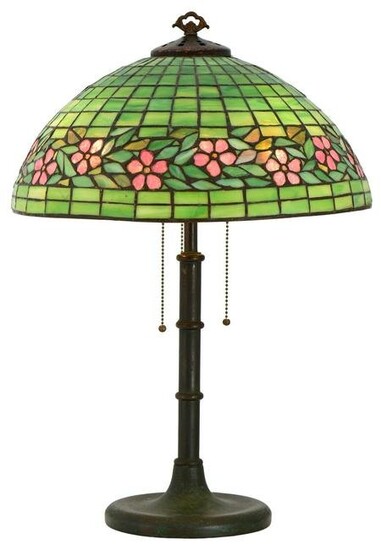 American Table Lamp with a Handel Base and Unique Art