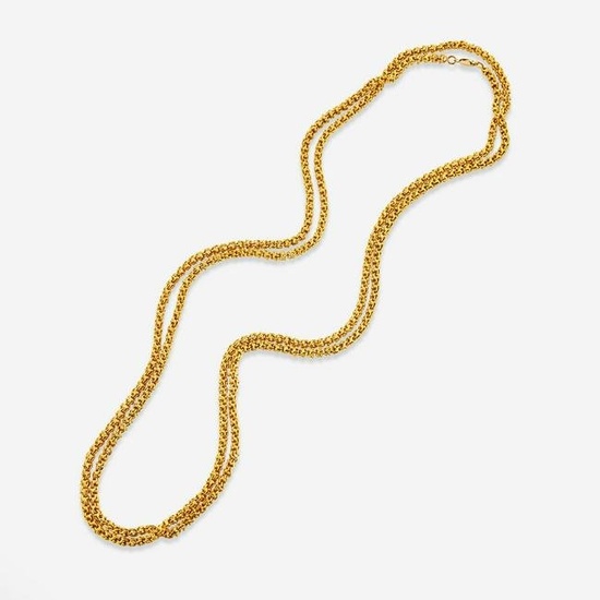An 18K Yellow Gold Long Chain Necklace