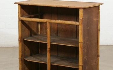 An Aesthetic raffia and bamboo bookcase