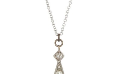 An Art Deco diamond and onyx geometric necklace