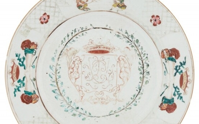 An Unusual Chinese Export Armorial Porcelain Charger