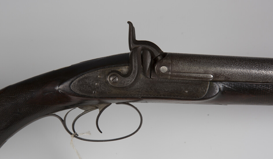 An early 19th century percussion double-barrelled sporting gun by Frederick T. Baker, London, barrel