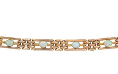 An early 20th century 9ct gold opal brick-link...