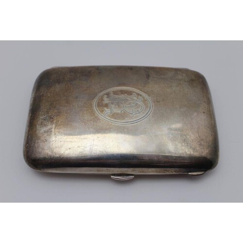 An early 20th century cigar case, monogrammed, inscribed to ...
