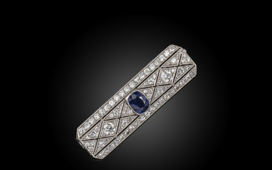 An early 20th century sapphire and diamond brooch