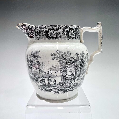 An earthenware jug, Staffordshire or South Wales, inscribed ...
