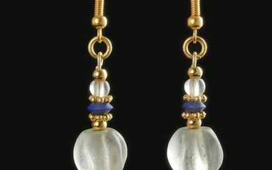 Ancient Crystal Earrings with Lapis Lazuli and crystal melon beads - (1)