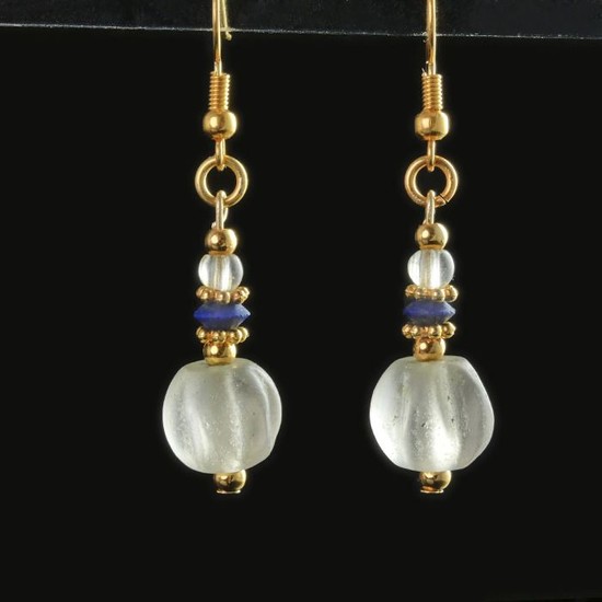 Ancient Crystal Earrings with Lapis Lazuli and crystal melon beads - (1)