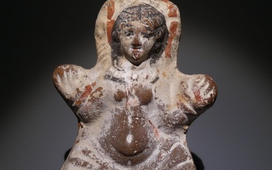 Ancient Egyptian Terracotta Figure of Woman Concubine. 17 cm H. Ptolemaic P., 100 BC. Ex. Old Collection.