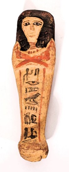 Ancient Egyptian Terracotta Shabti for The high priest of Thot at Hermopolis Magna, Thutmose - 17×4.8×4.8 cm
