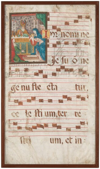 Anonymous Spanish illuminator, Presentation in the Temple, on a leaf from an Antiphonal [Spain, second half 16th century]