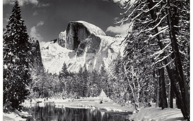 Ansel Adams (1902-1984), Half Dome, Merced River, Winter Yosemite National Park, California (1938)