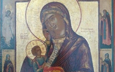 Antique 19c Russian icon of Mother of God