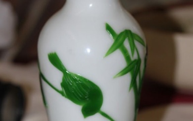 Antique Chinese Green and White Peking Glass Vase