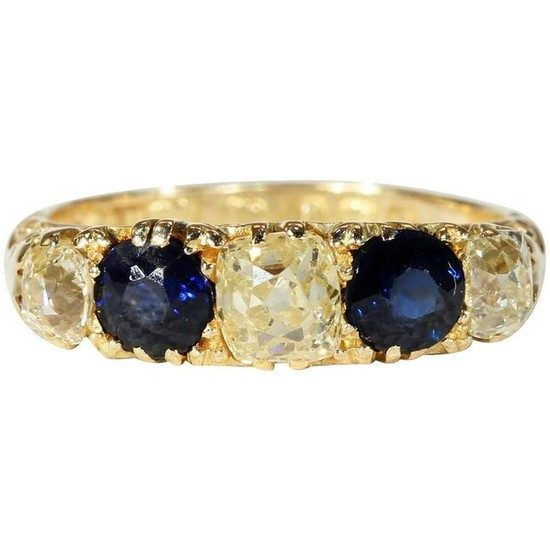 Antique Edwardian Diamond Sapphire Ring Hallmarked 1912