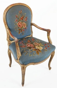 Antique French Needlepoint Arm Chair