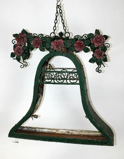 Antique French cast iron bell shape florist sign