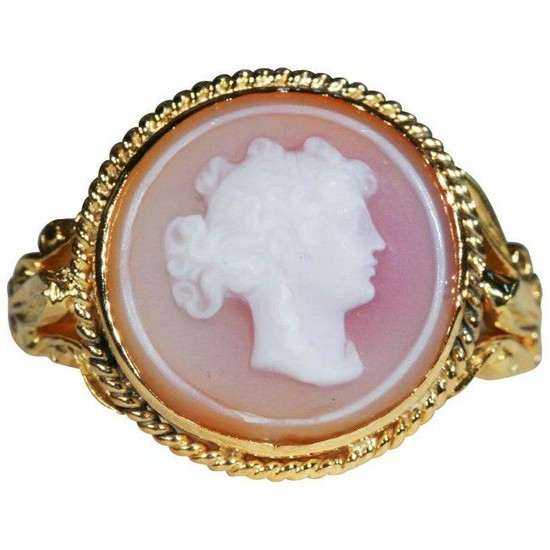 Antique Hard Stone Cameo Ring, Conversion in 14k & 18k
