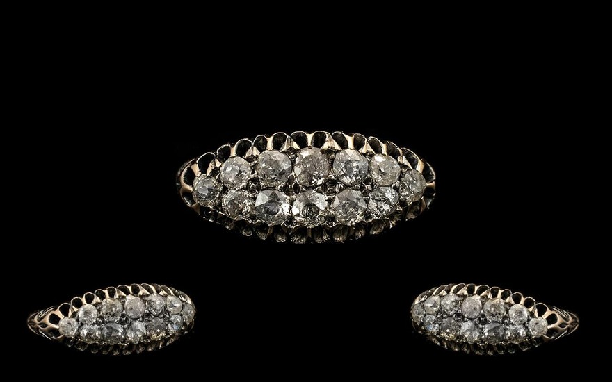Antique Period 18ct Gold Diamond Set Ring - Gallery Setting....